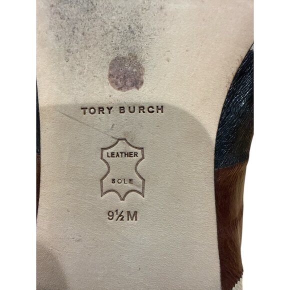 Tory Burch Georgia flat Colorblock Brown Black Size 9 1/2M Good Condition - Picture 9 of 9